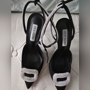 Steve Madden Shoes Womens Size 7.5 Vienna Slingback Heels Rhinestone Buckle